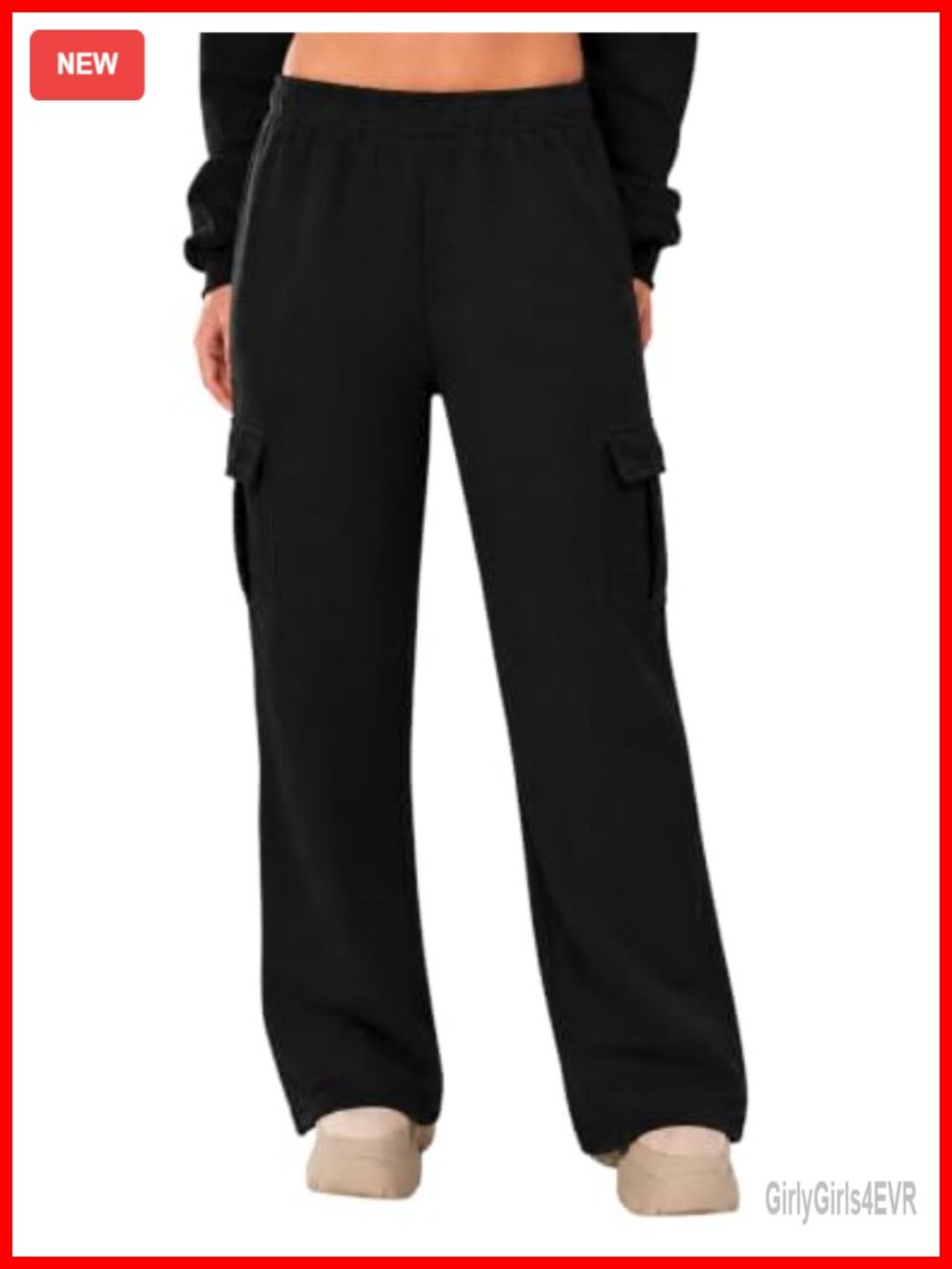Womens Sweatpants Wide Leg Fleece Lined High Waist Drawstring Pockets
